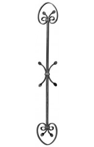 1122/1 Balustru vertical fier forjat 12x12mm cu C-uri si coliere H.1000mm x L.140mm