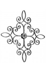 1647/1 Panou medalion din fier forjat cu flori 610x440mm confectionat din 12x6 neted